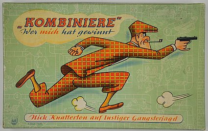 Nick-Knatterton-Brettspiel: ‚Kombiniere - Wer mich hat, gewinnt‘, Deckel, 1950er, Privatbesitz