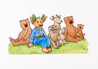 Papa Troll mit Waldbewohnern, Paul Maar, Foto: Jürgen Schraudner, Stadtarchiv Bamberg