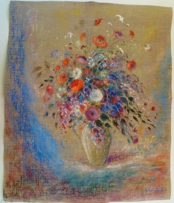 Blumenstillleben, Alfred Zwiebel, 2. Hälfte 20. Jh., Pastell und Öl auf Leinen, Museen der Stadt Bamberg, Inv. Nr. 1054