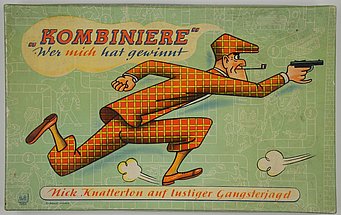 Nick-Knatterton-Brettspiel: ‚Kombiniere - Wer mich hat, gewinnt‘, Deckel, 1950er, Privatbesitz